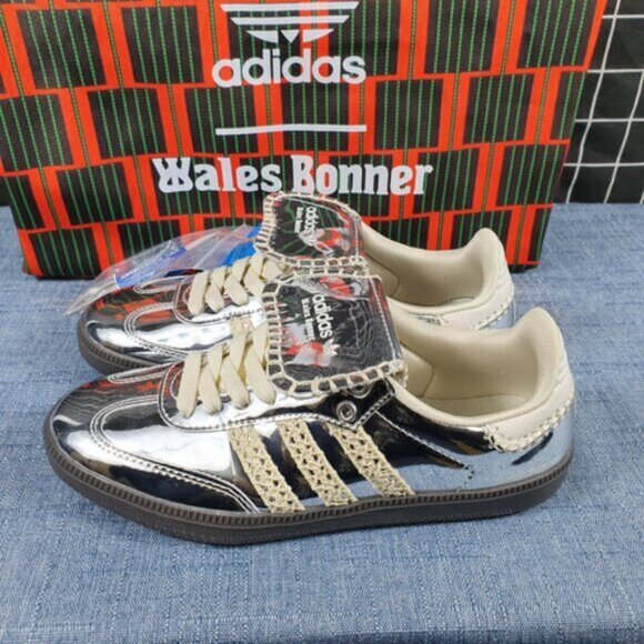 Adidas Wales Bonner X Samba Silver Metallic Sneakers - Picture 1 of 7